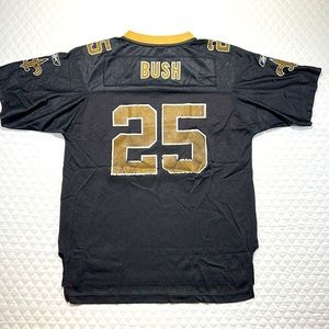 Youth Kids XL football Jersey. Saints. Bush. Reebok. Black. Gold  White.